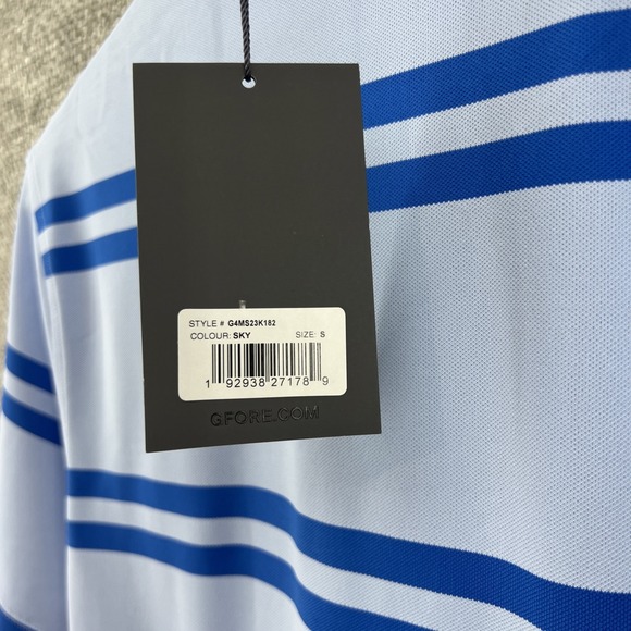 G/FORE Mens Golf Offset Multi Stripe Polo S/S Shirt Blue Size Small New With Tag - Picture 4 of 12
